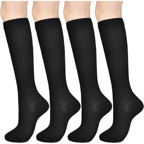Compression Socks for Women & Men Support Knee High Socks for Running Hiking Sports Air Travel 4 Pairs