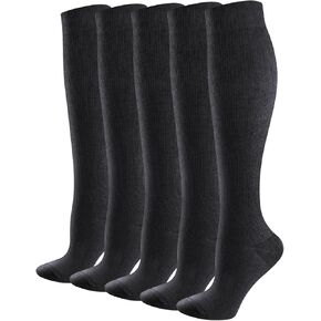 YUEDGE Compression Socks for Men Long Running Cycling Softball Baseball Athletic Sports Socks Flight Socks For Men,5 Pairs