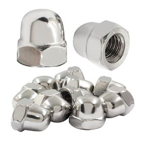 5/16-18 Stainless Acorn Cap Nuts, 304/18-8 Grade Stainless Steel Bright Finish Full Thread Anti Corrosion Coarse Acorn Nut Commercial Grade Hardware Nuts for Boats/Dock/Car - 10 PCS