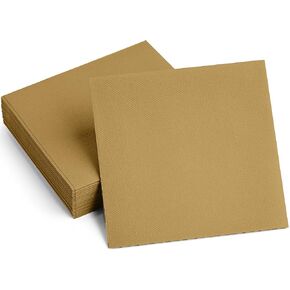 Linen-Feel Colored Paper Napkins - Decortive Cloth-Like GOLD Luncheon Napkins - Soft And Absorbent. For Kitchen, Party, Wedding, Dinner Or Any Occasion. (Pack of 100)