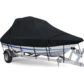 غطاء قارب برج واكيبورد، عالي التحمل مقاوم للماء بنسبة 100% فوق غطاء البرج لقارب بطولة الصيد على شكل حرف V مع غطاء قارب برج واكيبورد للتزلج (أسود، 23'-25'L، حتى 116 بوصة عرض) in Kuwait