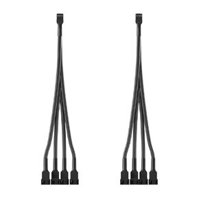 4 Way PC Fan Splitter, 2 Pcs 4 Pin PWM Fan Splitter, Fan Header Splitter, PC Fan Splitter 1 to 3 Converter, Case Fan Splitter, for Computer ATX Case 4-Pin/3-Pin Cooling Fan Cable, 11 Inch, black