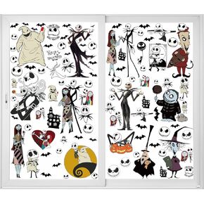 12 Sheets Big Size Window Clings Halloween Window Clings Skeleton Halloween Nightmare Decorations Halloween Window Sticker Window Decals Window Stickers Home School Office Party Supplies