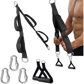 Tricep Rope Cable Attachment for Gym 3 Lengths in 1 Tricep Strap with Detachable Handles Multi Workout Rope Attachment for Cable Machine Tricep Pull Down Attachment with Anti-Slip Handles