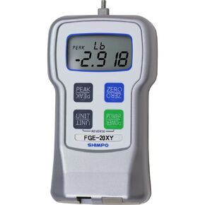 Shimpo FGE-20XY Digital Force Gauge, 20 lb/10 kg/100 N Measuring Range, 4-Digit LCD Display, 0.2% Accuracy