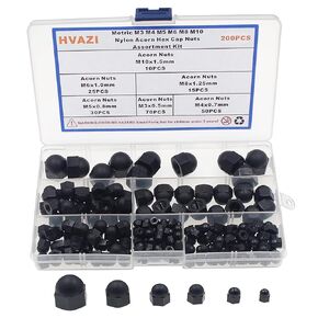 6 Sizes Metric M3 M4 M5 M6 M8 M10 Nylon Acorn Hex Cap Nuts Assortment Kit