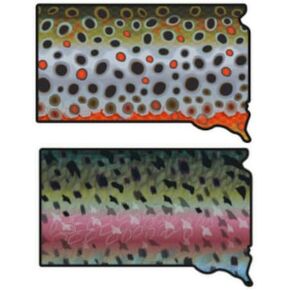 South Dakota 3" Trout Fly Fishing Sticker Decal Set Waterproof Vinyl Great Gift for Angler Fits Yeti Hydroflask Brown Trout Rainbow Trout