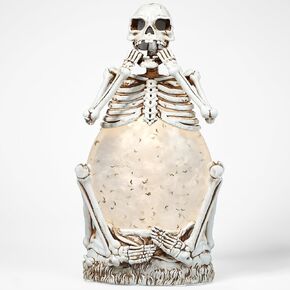 Halloween Skeletons Snow Globe Lantern with Timer, Glittering Snowing Globe Lantern with Music, Battery Operated and USB Powered LED Lights Fall Halloween Festival Party Home Table Decor and Gifts