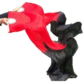Nimiman 1.8M Chinese Hand Made Belly Dance Dancing Silk Bamboo Long Fan Veil (red-Black)