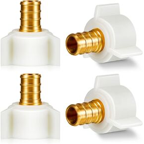 PEX Fittings 1/2" inch X 1/2" PEX Female NPT Threaded Swivel Adapter Brass Crimp Fittings PEX Sink Plumbing Fittings RV PEX Faucet Connector for PEX Tubes (4 Pieces)