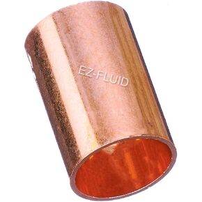 (10) EZ-FLUID Plumbing 1/2" C X C LF Copper Slip Coupling Pressure Copper Fitting Without Stop,Sweat Solder Connection Connector End Repair Coupler Copper Fittings,Residential,Commercial