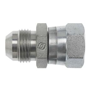 Brennan Industries 7004-08-08 Steel Straight Conversion Adapter Fitting, 3/4"-16 Male JIC x 1/2-14 Female BSPP Swivel