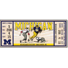 FANMATS 23173 NCAA Michigan Wolverines Ticket Design Runner Rug - 30in. x 72in. | Sports Fan Area Rug, Home Decor Rug and Tailgating Mat