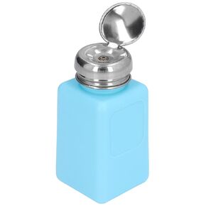 Dispensing Bottle, HDPE Stainless Steel Liquid Dispenser Pump, ESD Safe One Touch Liquid Dispenser Pump Bottle, 200ml 6.7oz Square and Static Dissipative, Press Type Design (Blue)