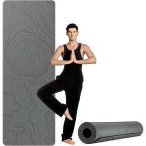 Yoga Mat Non Slip, Sportneer Anti-Tear Workout Mat for Women and Men Nature Rubber- 4mm Thick Large Eco-Friendly Exercise Mat for Yoga, Pilates & Floor Exercise, Grey (72"x24")
