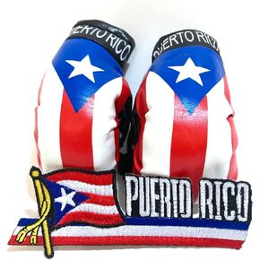 Puerto Rico Boxing Gloves set for car flag hanging rearview mirror Boricua Puerto Rican PR (PR Classsic)
