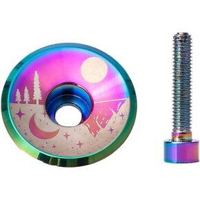 Bicycle Headset Cap,Aluminum Alloy Bicycle Front Fork Stem Top Cap Bike Headset Spacers Bicycle Headset Top Cap with Screw,#B