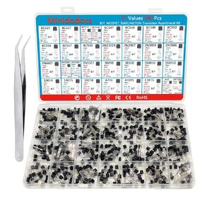 31 Kinds 580pcs Assorted Type General Purpose TO92 Transistors PNP NPN Bipolar Power Transistor Assortment Kit 2n7000 Mosfet,BC517 Darlington,A42 High Voltage Transistors 2n2222A 2n3904