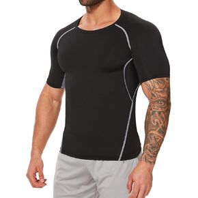 MISS MOLY Mens Short Sleeve Compression Shirt Cool Dry Gym Top Workout T-shirt Athletic Base Layer Sport Undershirt