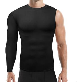 Mens One Arm Sleeve Compression Shirt 1/2 Long Sleeve Base Layer Sports Workout Basketball Top