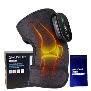 Heated Knee Massager for Pain Relief with Gel Pack Inclusion - Heated Knee Brace with 3 Vibration and Heat Levels, LED Display, and Touch Sensor - Cordless Knee Massager for Arthritis