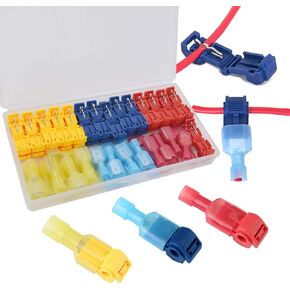 FULARR 60Pcs (30 Pairs) Premium T-Tap Wire Terminals, Self-Stripping Quick Splice Wire Connectors and Fully Insulated Male Spade Terminals Connectors Kit –– Red 20Pcs, Blue 20Pcs, Yellow 20Pcs