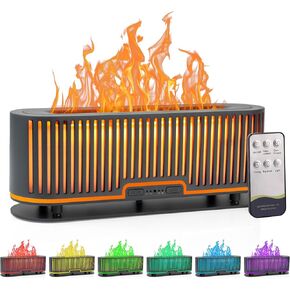 Colorful Flame Air Aroma Diffuser Humidifier 7 Flame Colors,200ml Essential Oil Aromatherapy Diffuser with 2 Mist Mode 4 Timer & Waterless Auto-Off Protection,Fire Diffuser for Home,Bedroom(White)