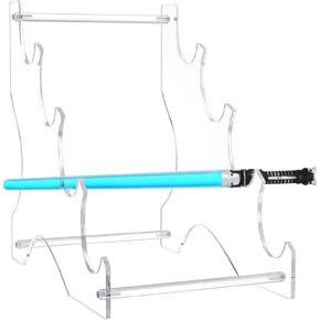 NBEADS 4-Tier Sword Stands, 11.85x7.76x11.85 Inch Acrylic Sword Katana Holder Stands Bracket Samurai Sword Display Easels Desktop Lightsaber Stand for Swords Light Saber, Clear