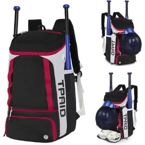 GraceTune Large Capacity Durable BaseBall Backpack for Youth Boy Girl & Adult, Softball Bag with Shoes Compartment and Fence Hook for TBall Bat & Equipment, Helmets, Gloves