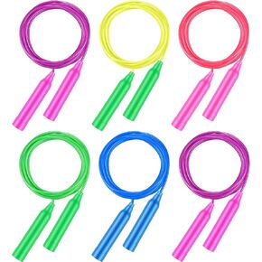 Aodaer 6 Packs Kids Jump Rope Set Colorful Outdoor Jump Ropes 7.3 Feet Adjustable Skipping Ropes for Outdoor Fun Activity Great Party Favor
