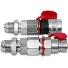 1/2 (#8) JIC Thread Bulkhead TL20 Flat Face Quick Connect Hydraulic Coupler Set Bobcat Skid Steer Mount Coupling with Dust Caps, 1/2" Body ISO 16028