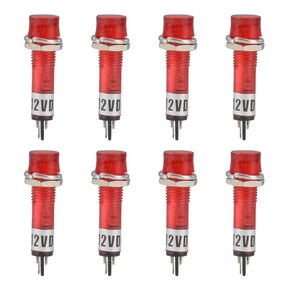 Uxcell مؤشر إشارة داش ضوء تيار مستمر 12 فولت، مصابيح LED XD7-1 أحمر، 7 مم 9/32 بوصة لوحة جبل 8 قطع