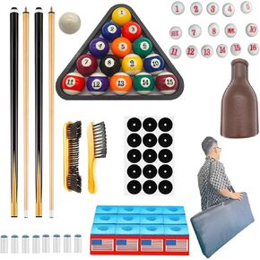 Pool Table Accessories,Pool Balls Billiard Set Including Billiard Pool Balls and Triangle Ball Holder Cue Chalks Pool Cue Tips Pool Sticks Pool Table Brush Spot Position Stickers Billiard Accessories