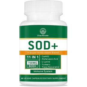 700MG Sod Superoxide Dismutase Supplement - High Potency Antioxidant Supplement for Cellular Health - 60 Capsules
