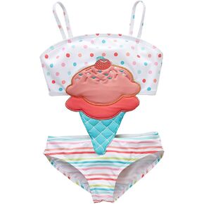 Girls Sleeveless Printed One Piece Swimsuit Set Kids Cute Swimsuit Beach Bikini 18 M - 8 Years