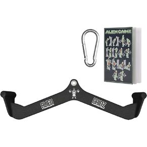Lat Pull Down Bar - Heavy Duty Cable Attachments for Gym Machine with Ergonomic Angled Handles - Exercise Equipment for Bicep Curl, Tricep Pushdown, Back Pulldown - Black 18.9 x 4.3 x 6.5" in Saudi Arabia