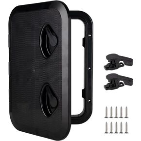 Marine Deck Access Hatch 12.4"×17.3" White/Black Rectangle Boat Hatch & Lid,Boat Deck Hatch Lids (Black)