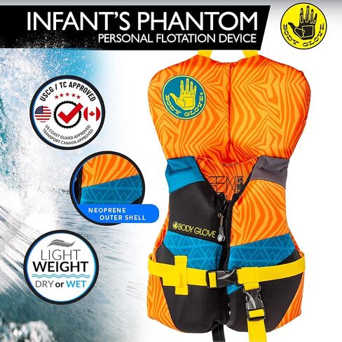 Body Glove Phantom Infant's Evoprene Vest - Water Life Jacket Safety Vest for Infants with Headguard US Coast Guard Approved - FITS INFANT'S UNDER 30 LBS. in Saudi Arabia