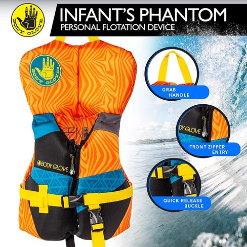 Body Glove Phantom Infant's Evoprene Vest - Water Life Jacket Safety Vest for Infants with Headguard US Coast Guard Approved - FITS INFANT'S UNDER 30 LBS. in Saudi Arabia