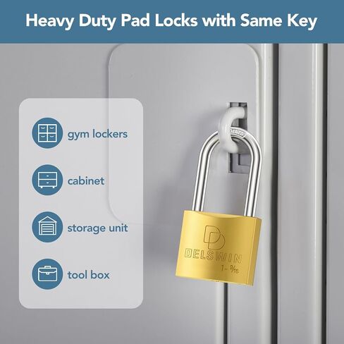DELSWIN Weatherproof Padlock with Key - Heavy Duty Gym Locker Lock with 1-9/16" Solid Brass Lock Body, Hardened Steel Shackle, Marine Grade Pad Lock for Outdoor Gate, Fence, Shed (Keyed Alike, 2 Pack) in Saudi Arabia