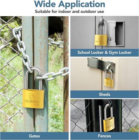 DELSWIN Weatherproof Padlock with Key - Heavy Duty Gym Locker Lock with 1-9/16" Solid Brass Lock Body, Hardened Steel Shackle, Marine Grade Pad Lock for Outdoor Gate, Fence, Shed (Keyed Alike, 2 Pack) in Saudi Arabia