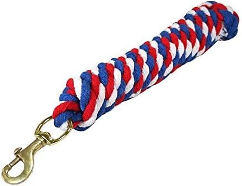 Derby Originals Pair of 10' Patriotic Braided Cotton Lead Ropes with Brass Bolt Snap for Horses and Livestock - Set of 2 in Kuwait