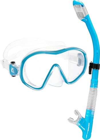 Cressi Single Lens Frameless Scuba Mask & Dry Snorkel for Snorkeling, Scuba Diving, F-Dual & Tao Dry: Designed in Italy in Saudi Arabia