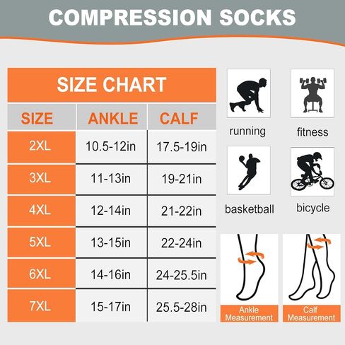 Wide Calf Compression Socks: Plus Size Compression Stockings for Men Women - Extra Large 20-30 mmHg Compression Hose Support for Travel Nurses Running Pregnancy 3 Pairs in Saudi Arabia