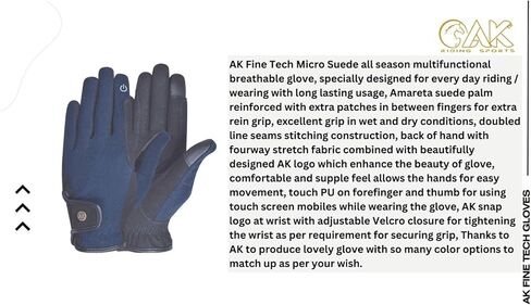 AK Unisex Fine Tech Micro Suede Riding & Multifunctional Horse Riding Gloves Equestrian Gloves AKRS-8484 in Saudi Arabia