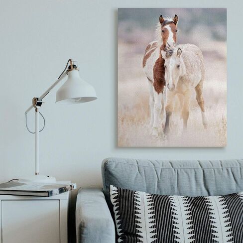 Stupell Industries Calm Horses in Muted Beige Meadow Photograph Canvas PHBurchett Wall Art, 36x48 in Saudi Arabia