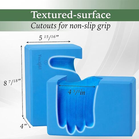 Yes4All Yoga Blocks 2 Pack Wrist Support, Comfort, and Grip Strength, Support for Balance Fitness and Exercise, EVA Foam Blocks Pilates Yoga Brick Yoga Accessories in Saudi Arabia