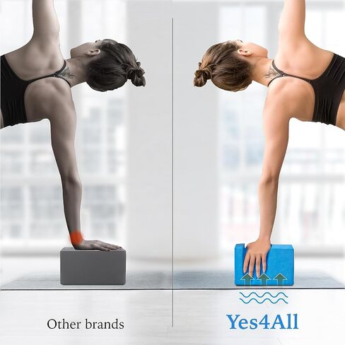 Yes4All Yoga Blocks 2 Pack Wrist Support, Comfort, and Grip Strength, Support for Balance Fitness and Exercise, EVA Foam Blocks Pilates Yoga Brick Yoga Accessories in Saudi Arabia