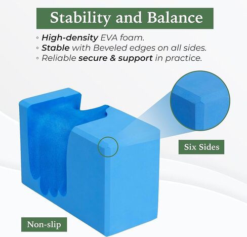 Yes4All Yoga Blocks 2 Pack Wrist Support, Comfort, and Grip Strength, Support for Balance Fitness and Exercise, EVA Foam Blocks Pilates Yoga Brick Yoga Accessories in Saudi Arabia