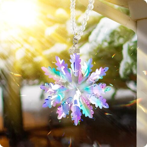 𝟐𝟎𝟐𝟑 𝐀𝐧𝐧𝐮𝐚𝐥 𝐄𝐝𝐢𝐭𝐢𝐨𝐧 Snowflake Colorful Crystal Christmas Ornament, Fancyoung Large Snowflake Ornaments 2023 Christmas Ornaments Decorative Hanging Pendant in Saudi Arabia